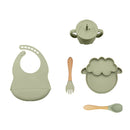 5Pcs/1Set Silicone Baby Feeding Bowl Tableware Waterproof Spoon Non-Slip Crockery BPA Free Silicone Dishes for Baby Tableware