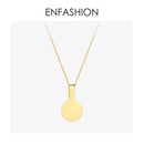 ENFASHION Personalized Engraved Name Necklace Stainless Steel Circle Square Pendant Necklaces For Couples Jewelry Custom PB3010