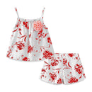 Mudkingdom Toddler Girls Outfits Floral Print Causal Summer Sling Tops and Shorts Clothes Set for Kids Clothes Fashion Suit