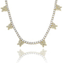 TOPGRILLZ Butterfly Chain  3/4MM Tennis Chain Choker Necklace Iced Out Cubic zircon Bling Hip Hop Charm  Jewelry For Men Women