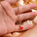 Flatfoosie Fashion Charm Heart-shaped Pendant Necklace For Women Gold Color Twisted Chain Necklace Jewelry Friendship Gifts