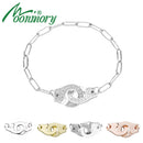 Moonmory 100% Authentic 925 Sterling Silver European Chain Handcuff Bracelet Menottes Hand Cuff Bracelet For Women Jewelry