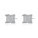 JINSE 10mm Square Cubic Zircon Mens Iced Stud Earring Push Back Black CZ Piercing Crystal Hip Hop Punk Jewelry Christmas Gifts