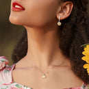 bamoer Silver Sunflower Jewelry Set 925 Sterling Silver Gold Color Lucky Necklace Earring Gift for Women Fashion Jewelry  ZHS222