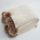 REGINA Brand Chunky Knit Chenille Blankets Cute Pompoms Home Decorative Warm Weighted Cozy Sofa Bed TV Knitted Throw Blanket