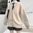 日系时尚学院风JK宽松V领开衫2022年新款毛衣女外穿JK毛衣外套日本校服
