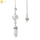 CSJA Natural Stone Quartz Pendulum for Dowsing Divination Hexagonal Crystal Merkaba Esotericism Shuttle Spiritual Pendulo G517