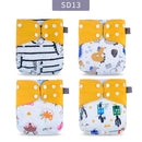 Elinfant Gray Mesh Cloth 4pcs Eco-friendly Diaper Washable Cloth Diaper Adjustable Baby Nappy Reusable pocket Diapers