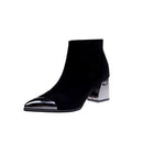 2021 Fashion Ladies High Heels Boots Warm Shoes Pointed toe Women Winter Chelsea Boots Women Ankle Boots Square Heel 6cm N046