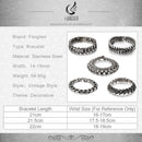 Fongten Vintage Punk Charms Link Chain Bracelet Stainless Steel Skull Snake Viking Dainty Cuff Bangle Men Jewelry