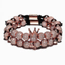 Luxury Crown Charm Men Bracelets 8mm Micro Pave CZ Round Braided Macrame Bracelet Pulseira Feminina Handmade Jewelry Women Gift