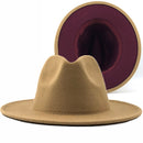 New White Red Patchwork Felt Jazz Hat Cap Men Women Flat Brim Wool Blend Fedora Hats Panama Trilby Vintage Hat 56-58-60CM