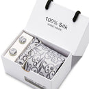 Joy Alice Wedding men neck ties gift box packing men brand luxury necktie pocket square silk tie set cufflinks handkerchief
