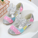 Girls' Leather Shoes Princess 2021 CHILDREN'S Shoes round-Toe Soft-Sole Big girls High Heel Princess Crystal Shoes