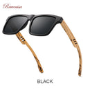 Ravenisa 斑马木方形太阳镜 偏光太阳镜 男士品牌设计师木质眼镜架 Oculos De Sol Feminino