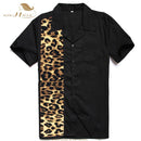 SISHION L-2XL  Men Shirt ST110 Short Sleeve Black Red Rockabilly Cotton Casual Bowling Shirts for Men camisa masculina