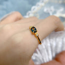 LAMOON Vingtate London Blue Topaz Ring For Women Star Natural Gemstone Rings 925 Sterling Silver 14K Gold Plated Gift LMRI066