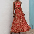 Summer Long Dress Women 2022 Polka Dot Casual Midi Dresses Black Halter Strapless Sundress Vacation Dress Clothes For Women