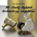 KZ ZS10 Pro 金色耳机 4BA+1DD 圈铁混合 10 单元 HIFI 重低音入耳式监听耳机 降噪金属耳机