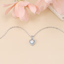 Silver Color Necklaces Heart Shape White Pink Blue Opal Necklaces &amp; Pendants with Cubic Zirconia Fashion Jewelry Gift  for Women