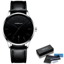 Mens Watches CRRJU Full Steel Casual Waterproof Watch for Man Leather Quartz Watch Men's Dress Calendar Watch Relogio Masculino