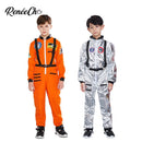 Reneecho 儿童太空宇航员服装 男孩橙色宇航员角色扮演银色宇航员服装 万圣节