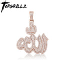 TOPGRILLZ 新款真主吊坠项链配 4 毫米网球链 高品质密镶方晶锆石嘻哈时尚礼品