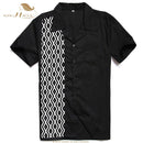 SISHION L-2XL  Men Shirt ST110 Short Sleeve Black Red Rockabilly Cotton Casual Bowling Shirts for Men camisa masculina