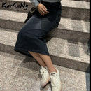 KarSaNy Denim Skirt Long Straight Skirts Womens Summer Blue Vintage Skirt Jeans Women Denim Long Skirts For Women Summer 2021