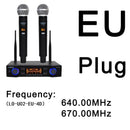 Lomeho 2 Handheld Mic UHF Frequencies Dynamic Capsule 2 Channels Wireless Microphone for Karaoke System LO-U02