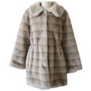 Long Jacket Women Winter 2022 Femme Veste Faux Fur Coat Mink Turn-down Collar Stripe Clothes Warm Plush Jacket Furry Overcoat