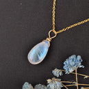 ITSMOS Natural Moonstone US 14k gold jewelry Chain Pendant Necklace Simple Elegant Jewelry for Women Romatic Gift