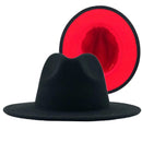 New White Red Patchwork Felt Jazz Hat Cap Men Women Flat Brim Wool Blend Fedora Hats Panama Trilby Vintage Hat 56-58-60CM