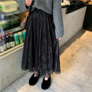 Alien Kitty Elastic High Waist Lace Skirts Womens Spring Autumn 2021 New Korean Elegant Casual A-line Black Long Skirt Female
