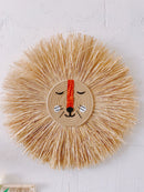 INS Nordic Hand woven Cartoon Lion Hanging Decorations Cotton Thread Weaving Animal Head Ornament Children room Wall Hanging