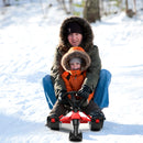 Kids Snow Racer Sled w/ Steering Wheel &amp; Double Brakes Pull Rope Iron Outdoor