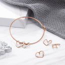 JewelOra Personalized Engraving Name Heart Charms Bracelets for Women Stainless Steel Customized Bangle DIY Jewelry Gift for Her