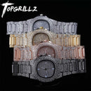 TOPGRILLZ 品牌冰镇手表石英金色 HIP HOP 手表，带微镶锆石不锈钢手表，时钟 relogio