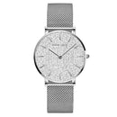 Women Watches New Flash Stars Stainless Steel Rose Gold Mesh Unique Simple Casual Quartz Waterproof Wristwatches Clock Hot Sale