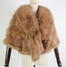 Winter Cloak Warm  Women Cardigan big real Fox Fur Collar Cape Fashion Solid Poncho With medium Fur Sleeves Evening dress shaw