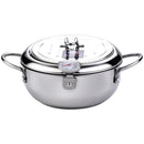 LMETJMA Japanese Deep Frying Pot with a Thermometer and a Lid 304 Stainless Steel Kitchen Tempura Fryer Pan 20 24 cm KC0405