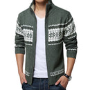 New Autumn Winter Men's Sweater Wool Men Mandarin Collar Solid Color Casual Sweater Men's Thick Fit Brand Knitted Cardigans