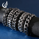 Fongten Vintage Punk Charms Link Chain Bracelet Stainless Steel Skull Snake Viking Dainty Cuff Bangle Men Jewelry