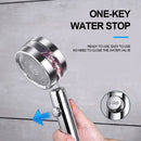 ZhangJi Bathroom Double Panel Shower Head Spiral Water Flow with One Key Stop  Turbocharged Propeller Driven Water Saving Shower