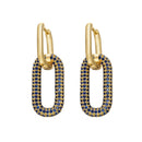 ZHUKOU one pair Hoop Earrings Women CZ Jewelry Gold /Silver Color Rectangle Earring Hoops for party birthday gifts model:VE129