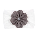 Nishine Soft Stretch Satin Rose Flower Baby Headband Newborn Knot Wide Nylon Headwraps Turban Girls Headwear Kids Photo Props