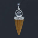 KFT Natural Healing Crystal Quartz Cone Shape Amethysts Stone with Round Beads Pendulum Stone Pendant Amulet Jewelry