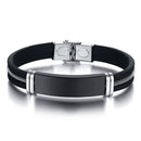 Vnox Casual Bracelets for Men Women Custom Engraving Stainless Steel Personalized Silicone Bangle