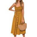 2020 New Hot Women Boho Summer Sleeveless Polka Dot Beach Dress Ladies Stretch Holiday Sundress Evening Party Maxi Dress