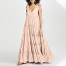 Women Summer Maxi Long Dress ZANZEA Fashion Lace Up V Neck Ruffles Sundress Solid Sleeveless Party Casual Sarafans Vestidos7